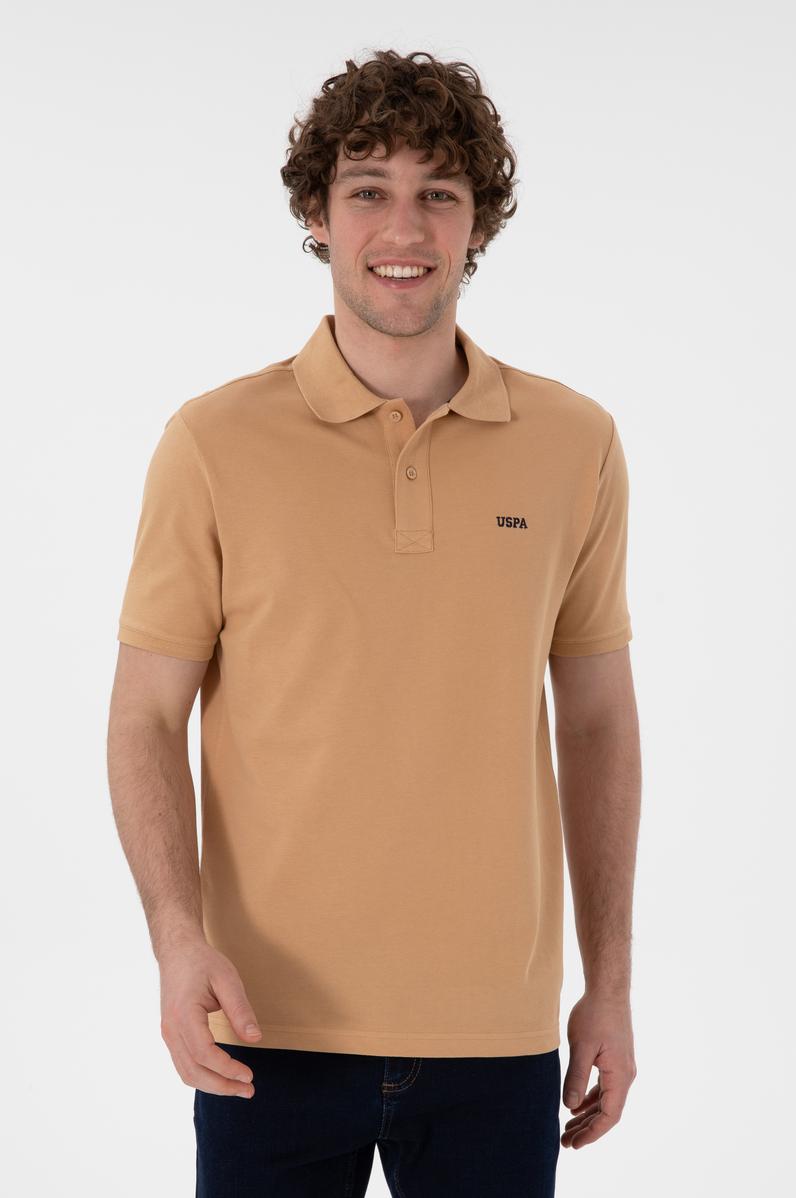 Erkek Regular Fit Polo Yaka Camel Basic Tişört