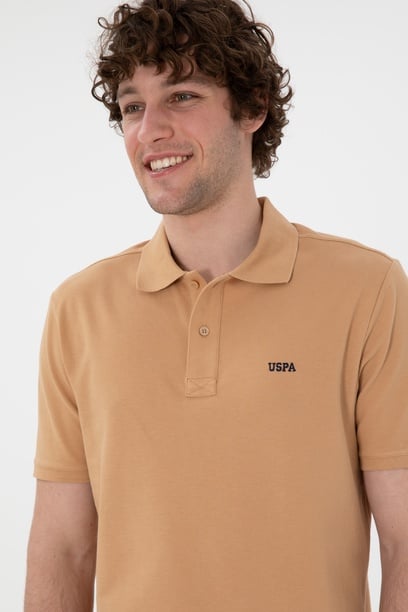 Erkek Regular Fit Polo Yaka Camel Basic Tişört