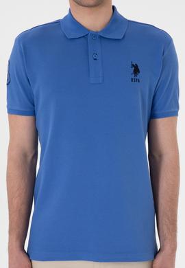 Erkek Slim Fit Polo Yaka İndigo Basic Tişört - 50305929298