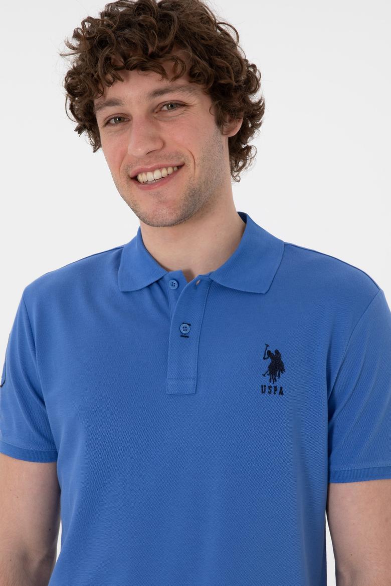 Erkek Slim Fit Polo Yaka İndigo Basic Tişört - 50305929298