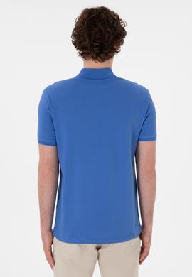 Erkek Slim Fit Polo Yaka İndigo Basic Tişört - 50305929298