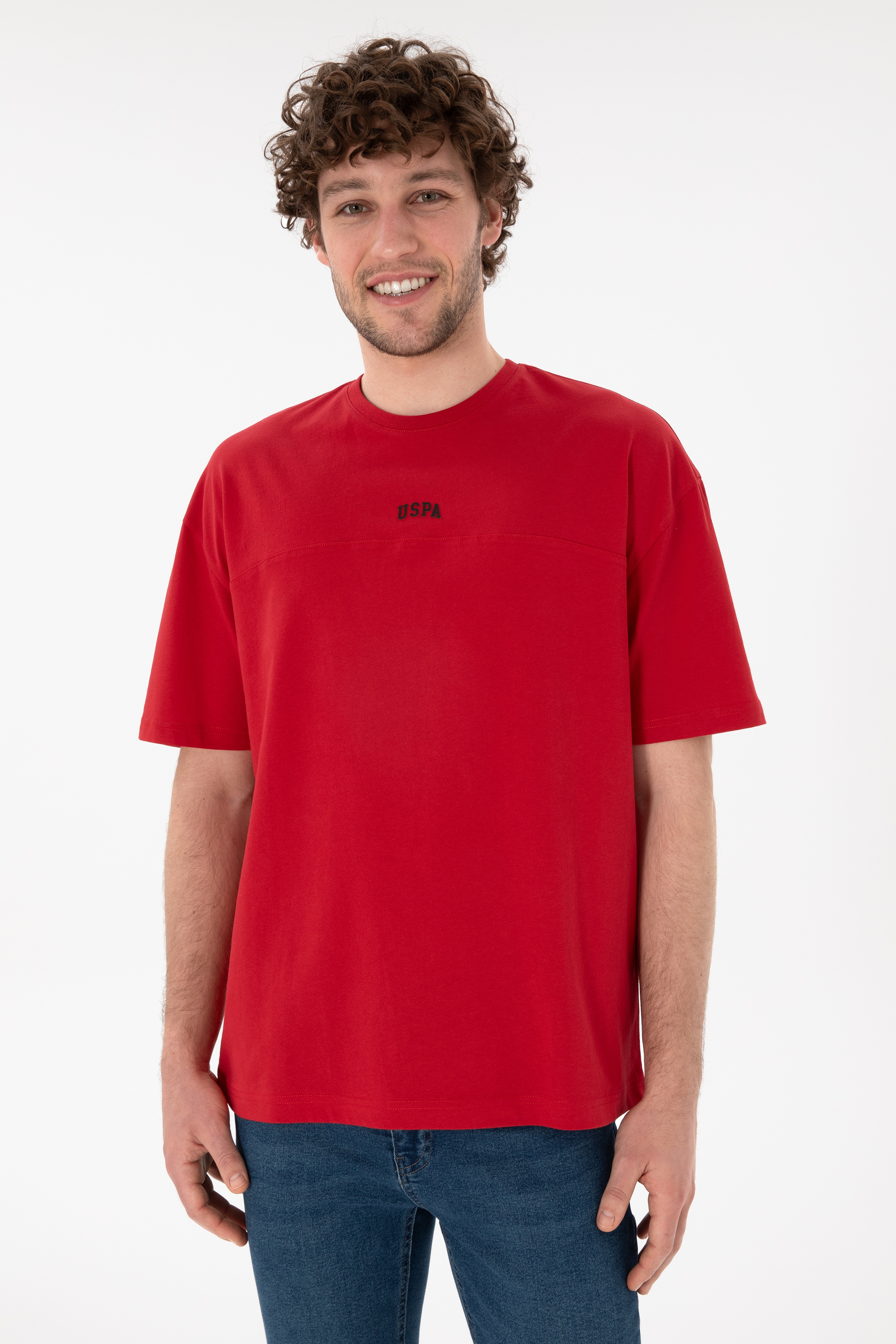 Erkek Comfort Fit Bisiklet Yaka Kırmızı Tişört - Image 2