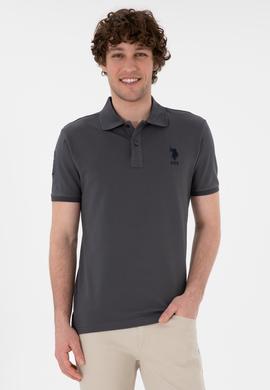 Erkek Slim Fit Polo Yaka Antrasit Basic Tişört - 50305929209