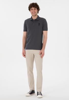 Erkek Slim Fit Polo Yaka Antrasit Basic Tişört - 50305929209