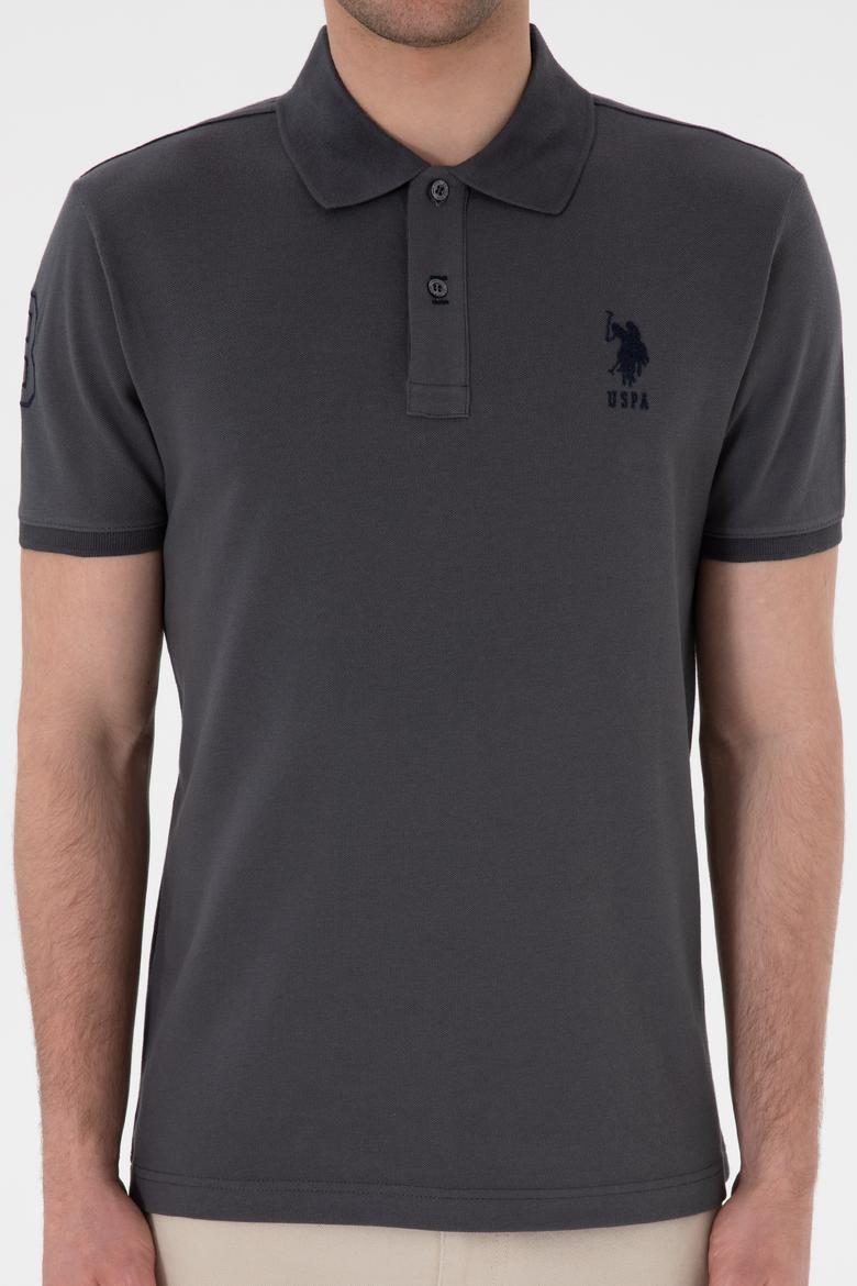 Erkek Slim Fit Polo Yaka Antrasit Basic Tişört - 50305929209