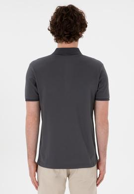 Erkek Slim Fit Polo Yaka Antrasit Basic Tişört - 50305929209