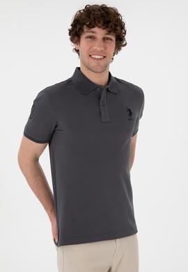Erkek Slim Fit Polo Yaka Antrasit Basic Tişört - 50305929209