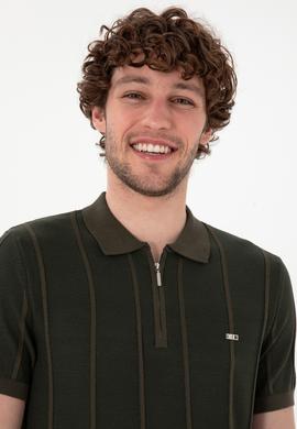 Erkek Slim Fit Polo Yaka Vizon Tişört - 50306457034