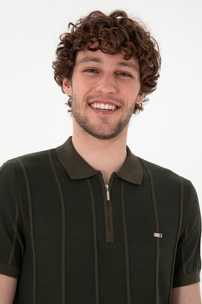 Erkek Slim Fit Polo Yaka Vizon Tişört - 50306457034