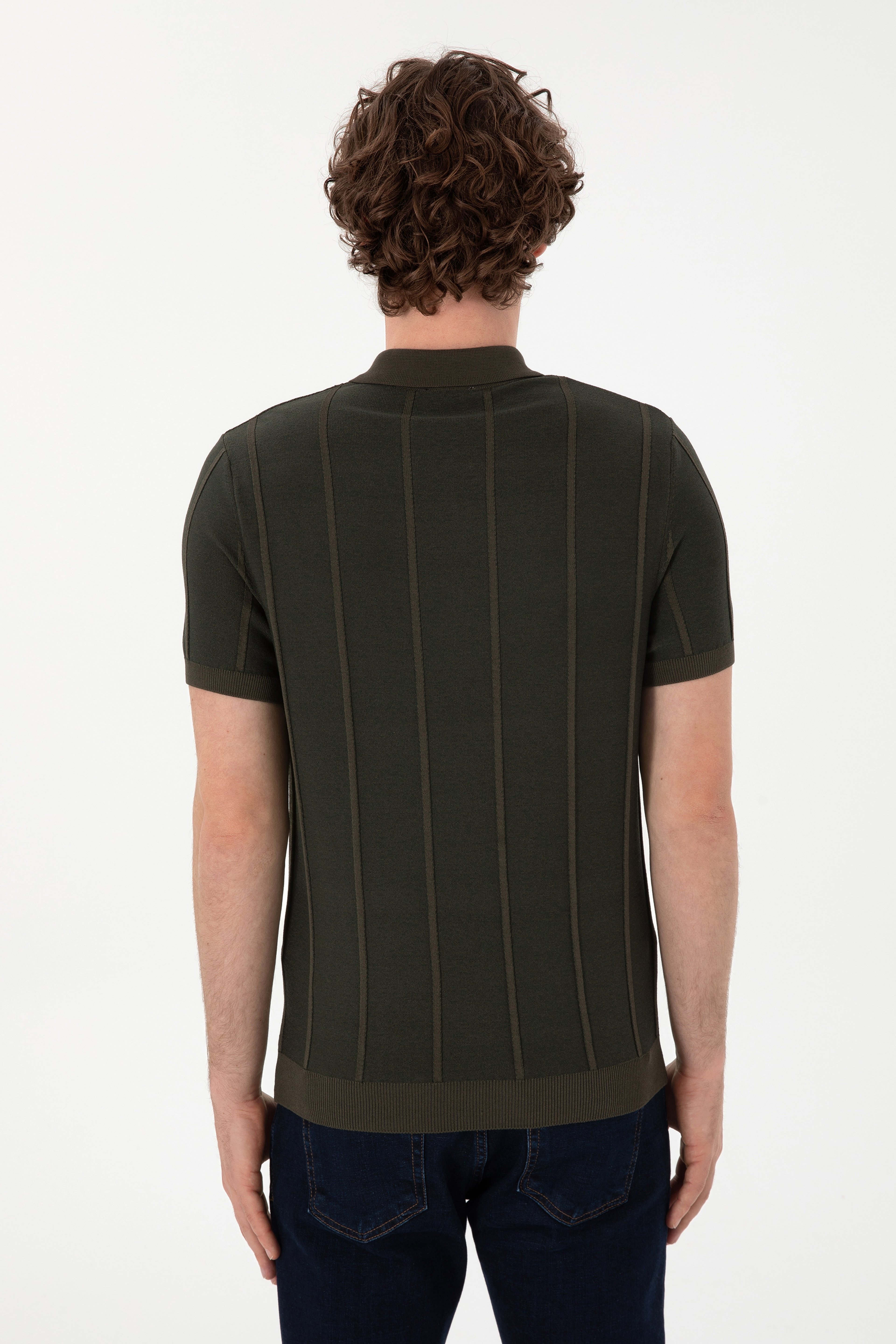 Erkek Slim Fit Polo Yaka Vizon Tişört