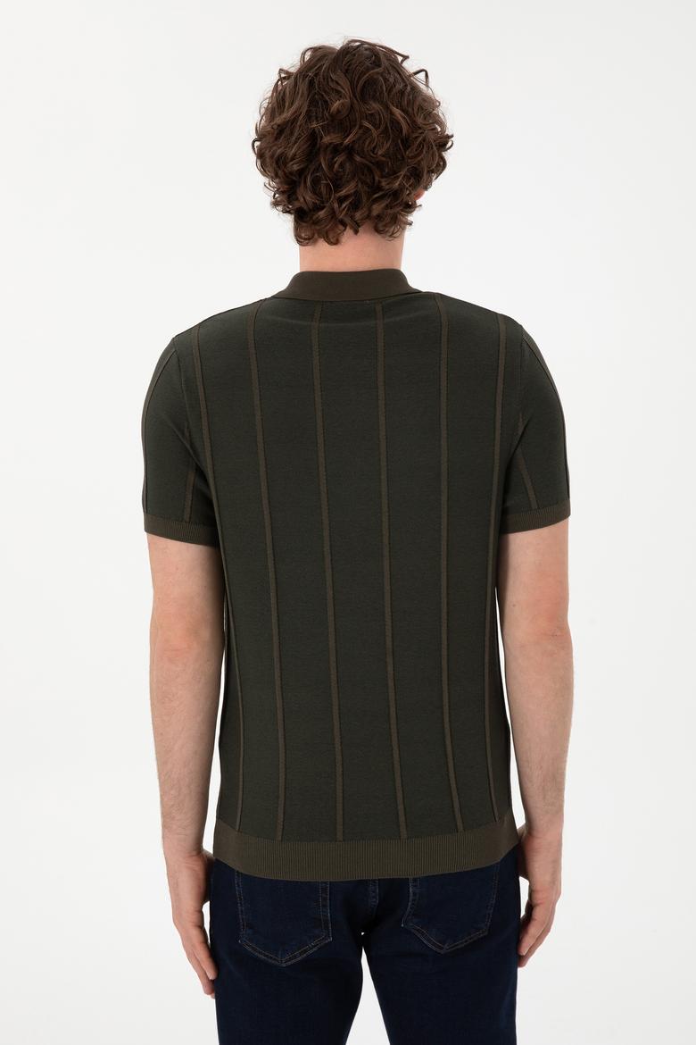 Erkek Slim Fit Polo Yaka Vizon Tişört - 50306457034