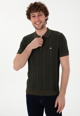 Erkek Slim Fit Polo Yaka Vizon Tişört - 50306457034