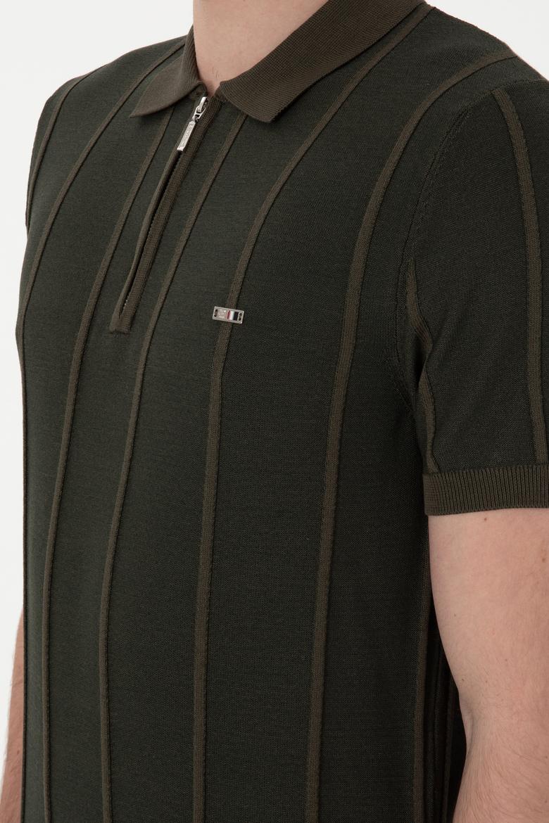 Erkek Slim Fit Polo Yaka Vizon Tişört - 50306457034