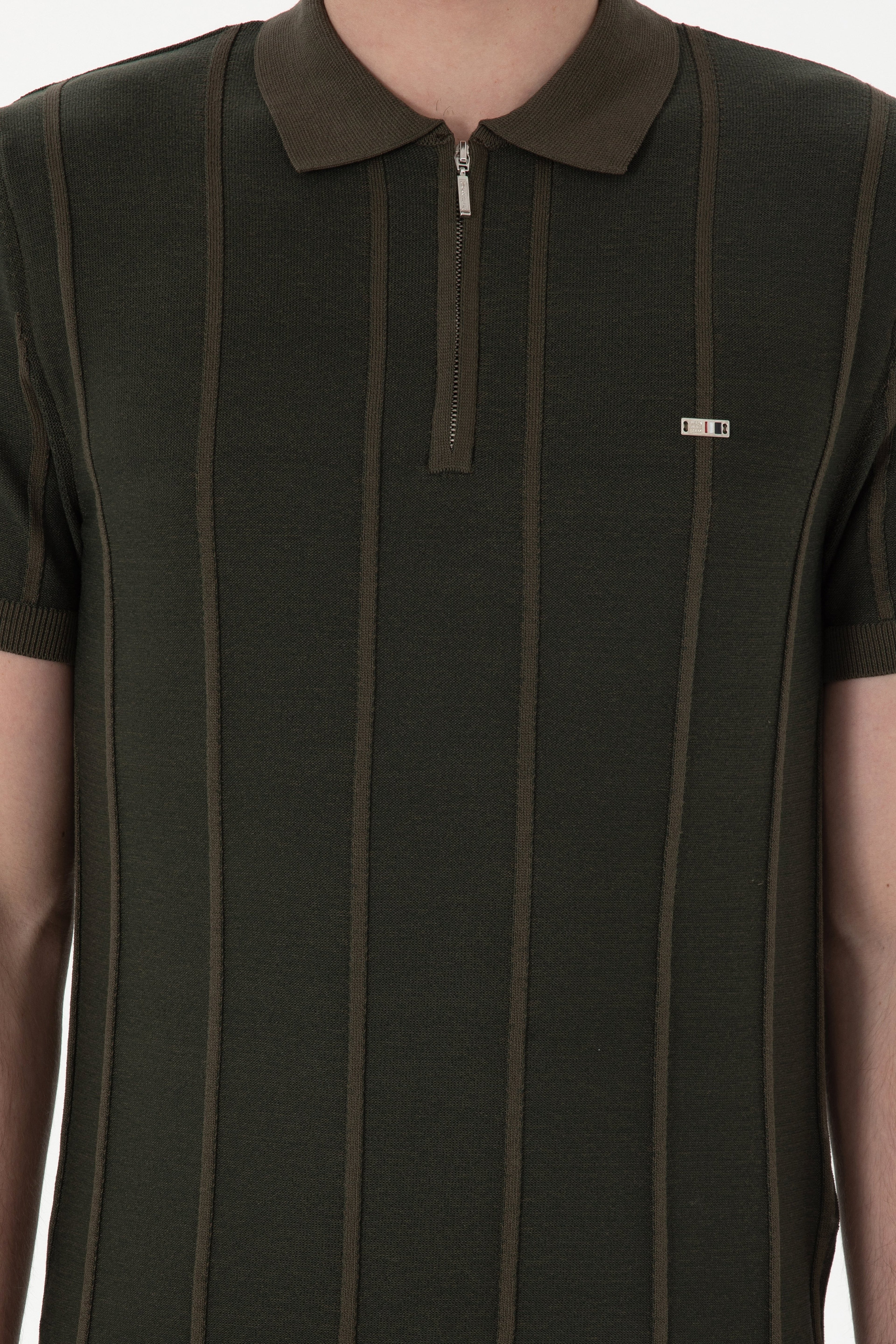 Erkek Slim Fit Polo Yaka Vizon Tişört