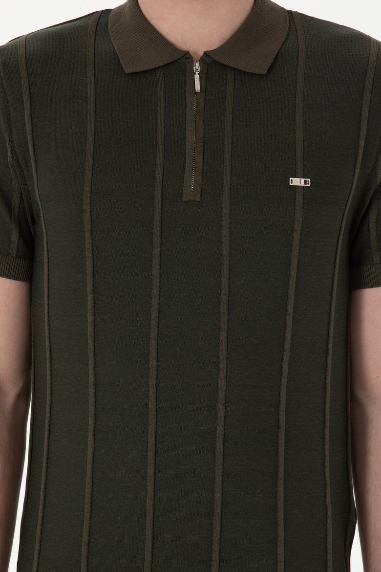 Erkek Slim Fit Polo Yaka Vizon Tişört - 50306457034