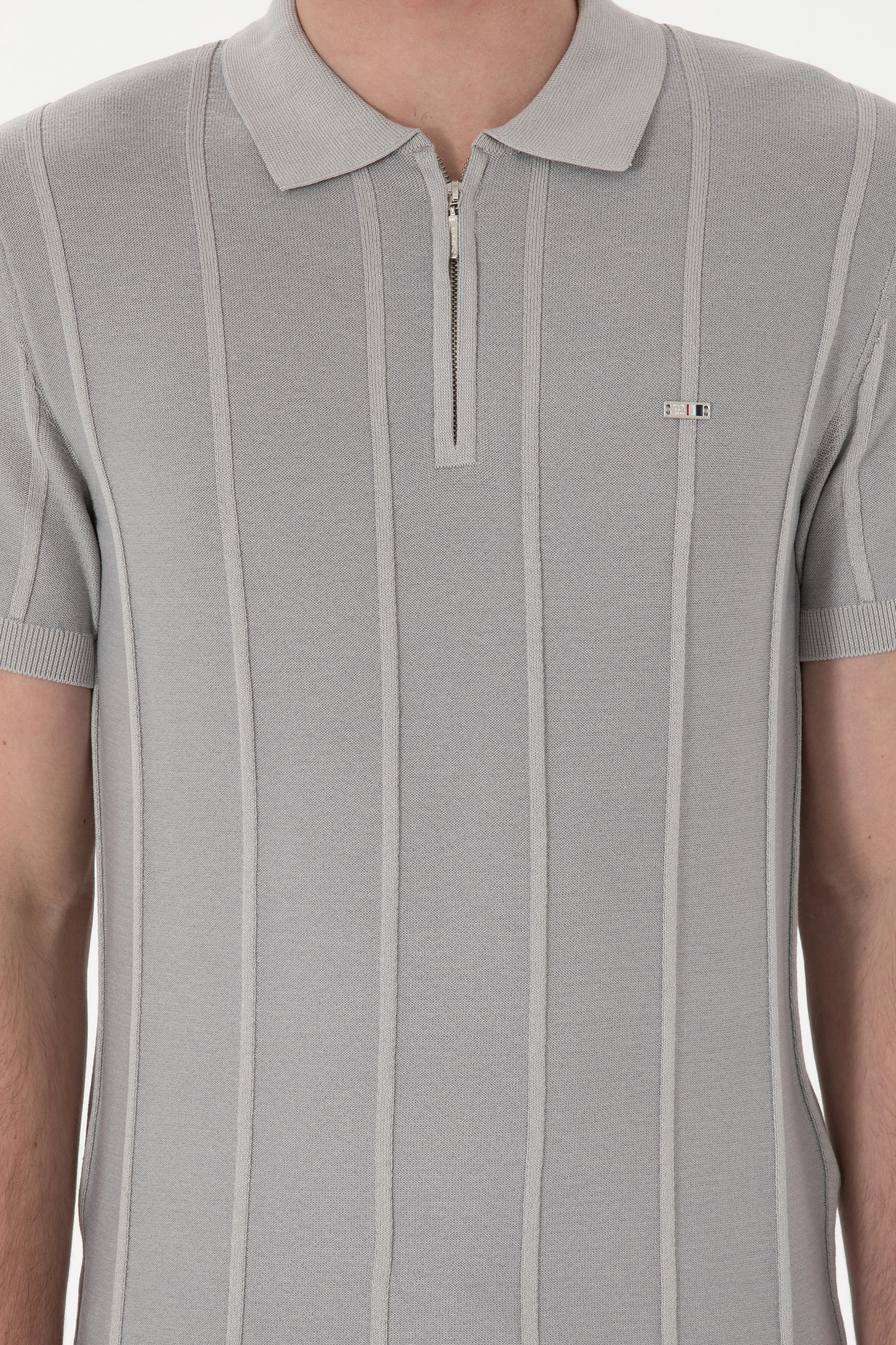 Erkek Slim Fit Polo Yaka Açık Gri Tişört - Image 6