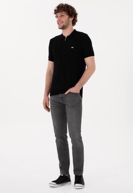 Erkek Slim Fit Polo Yaka Siyah Tişört - 50306457001