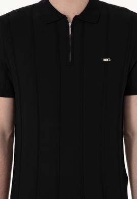 Erkek Slim Fit Polo Yaka Siyah Tişört - 50306457001