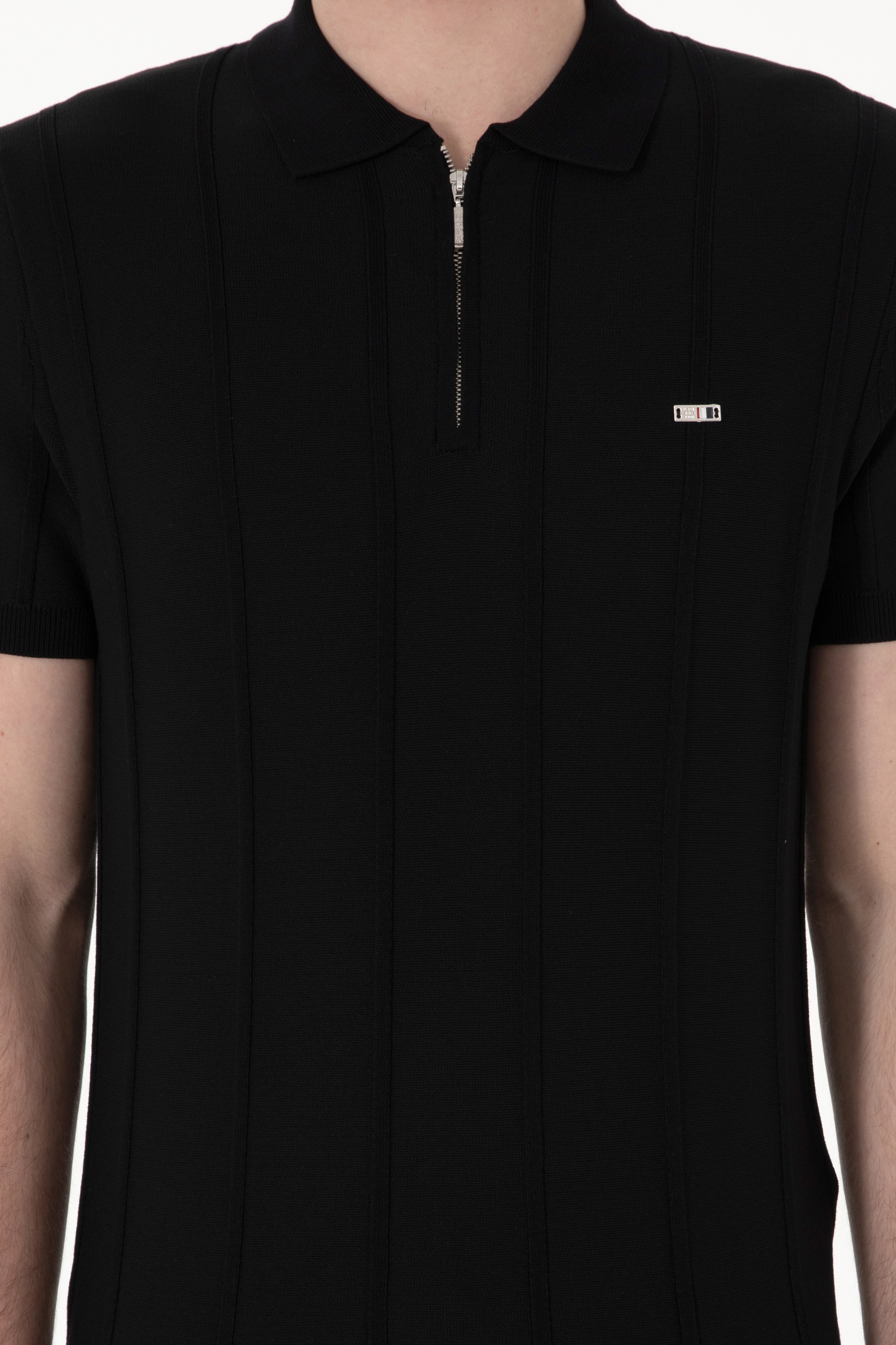 Erkek Slim Fit Polo Yaka Siyah Tişört