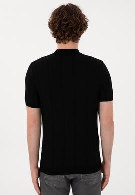 Erkek Slim Fit Polo Yaka Siyah Tişört - 50306457001