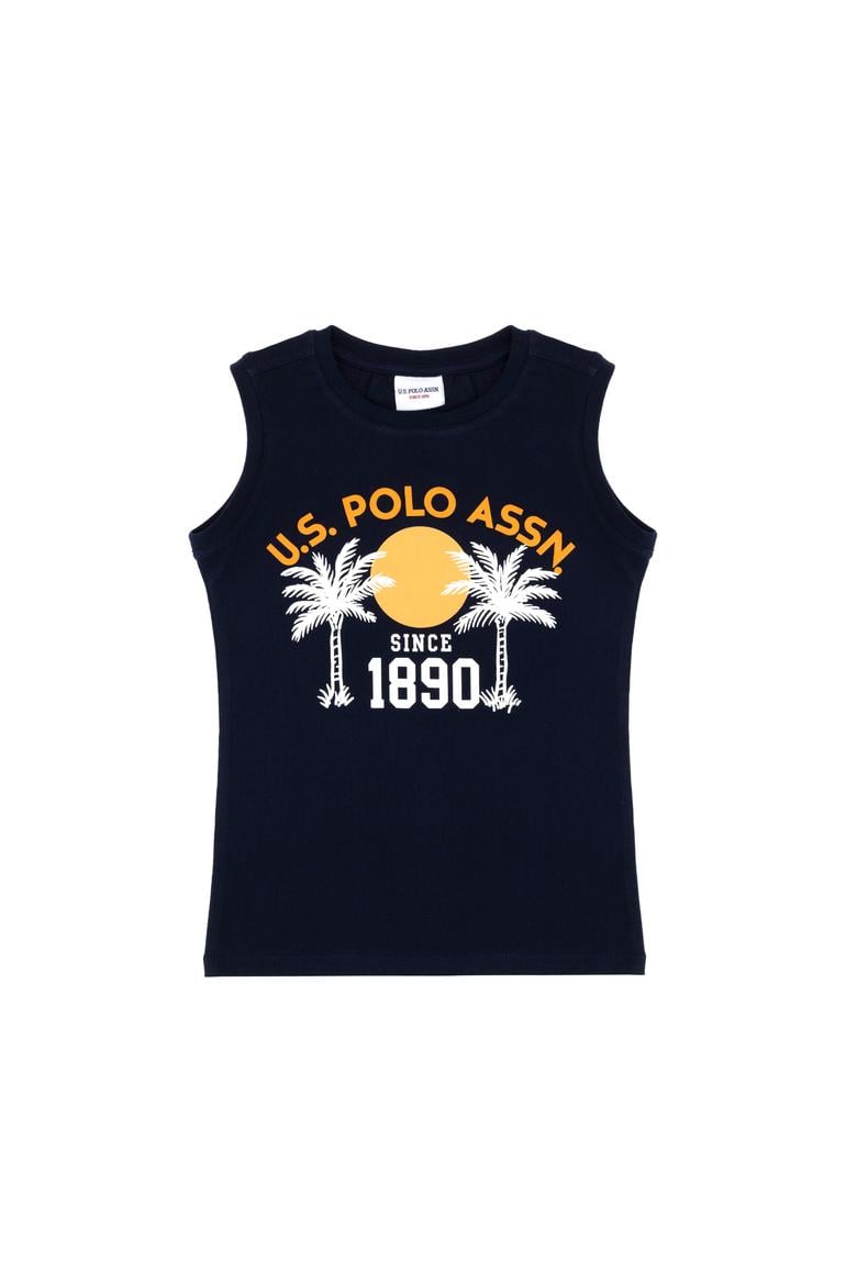 Erkek Çocuk Lacivert Kolsuz Bisiklet Yaka Tişört