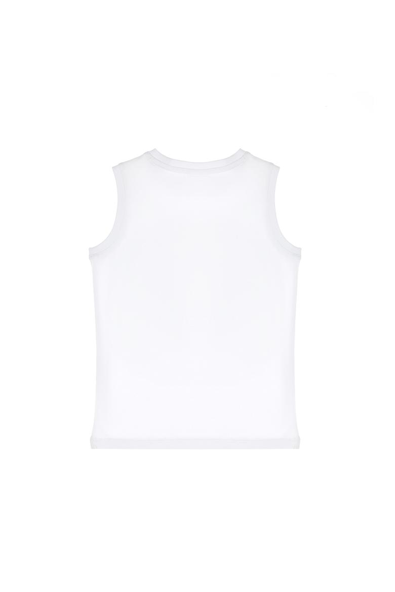 Erkek Çocuk Beyaz Kolsuz Bisikelt Yaka Tişört - 50307169014