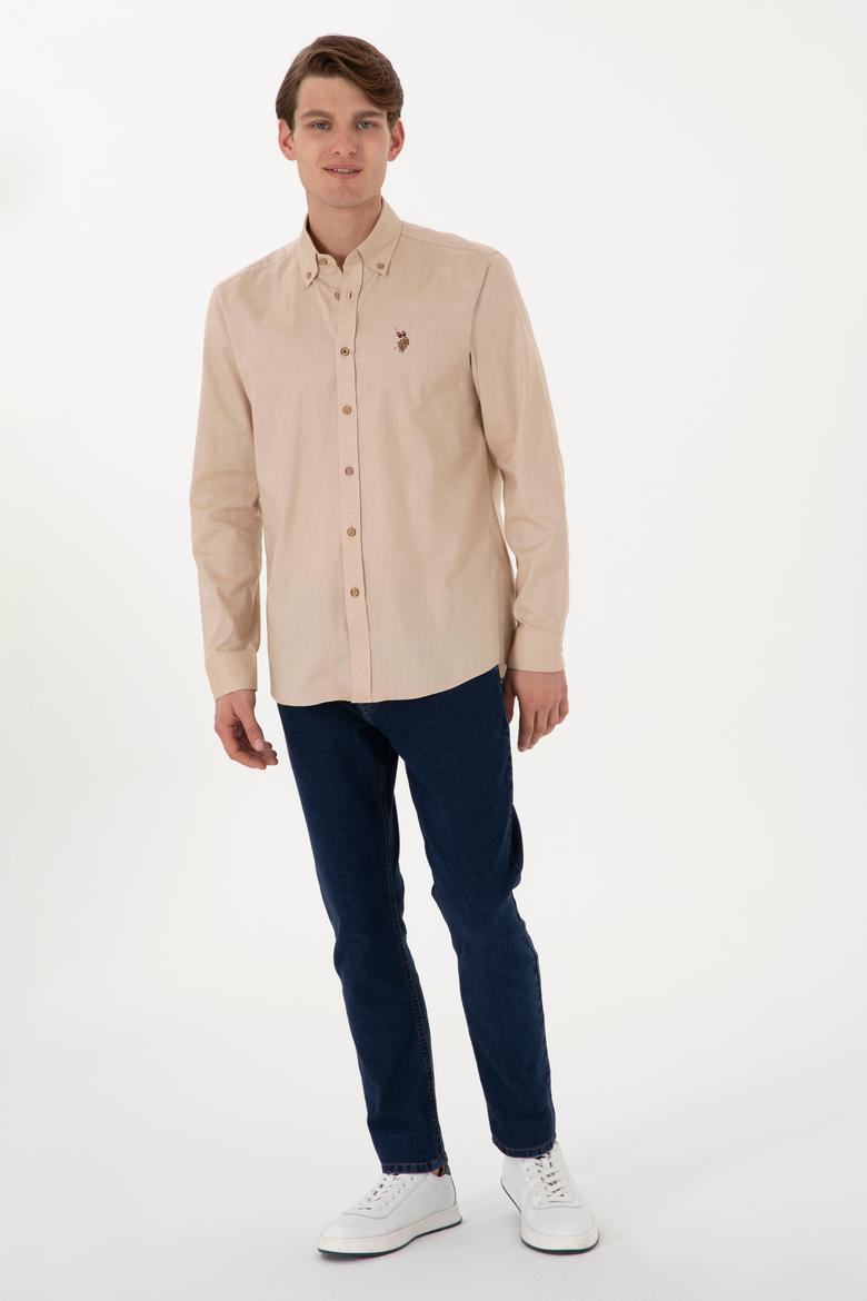 Erkek Camel Uzun Kollu Basic Gömlek - 50297981090