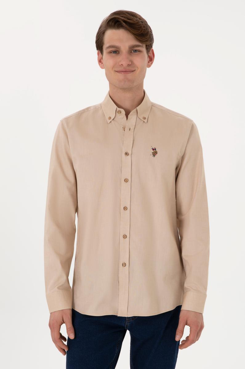 Erkek Camel Uzun Kollu Basic Gömlek