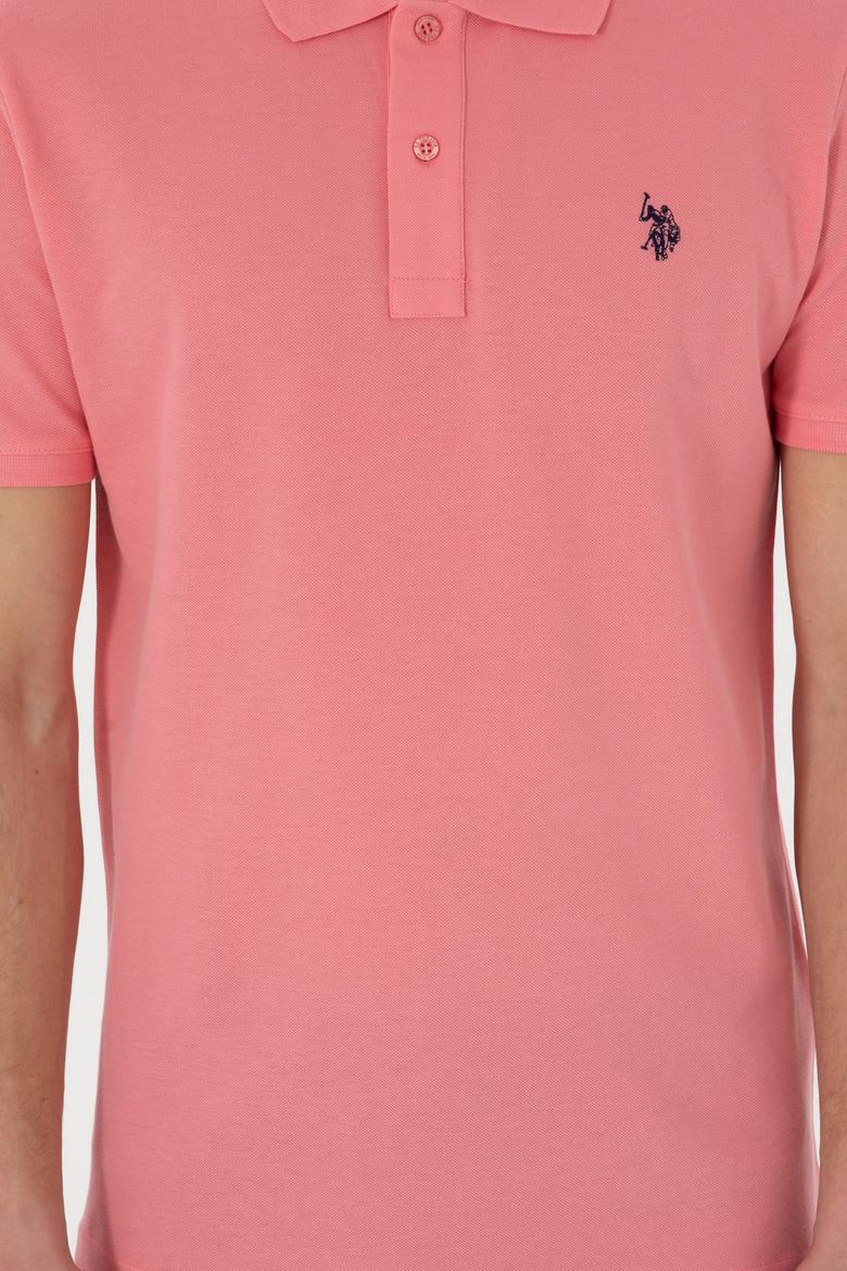 Erkek Slim Fit Polo Yaka Pembe Basic Tişört - 50297984184