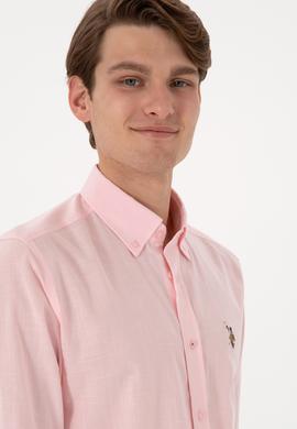 Erkek Açık Pembe Uzun Kollu Basic Gömlek - 50298000070
