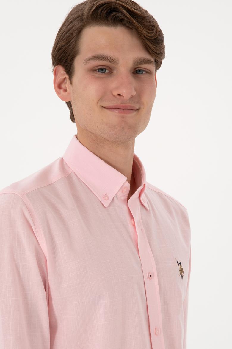 Erkek Açık Pembe Uzun Kollu Basic Gömlek - 50298000070