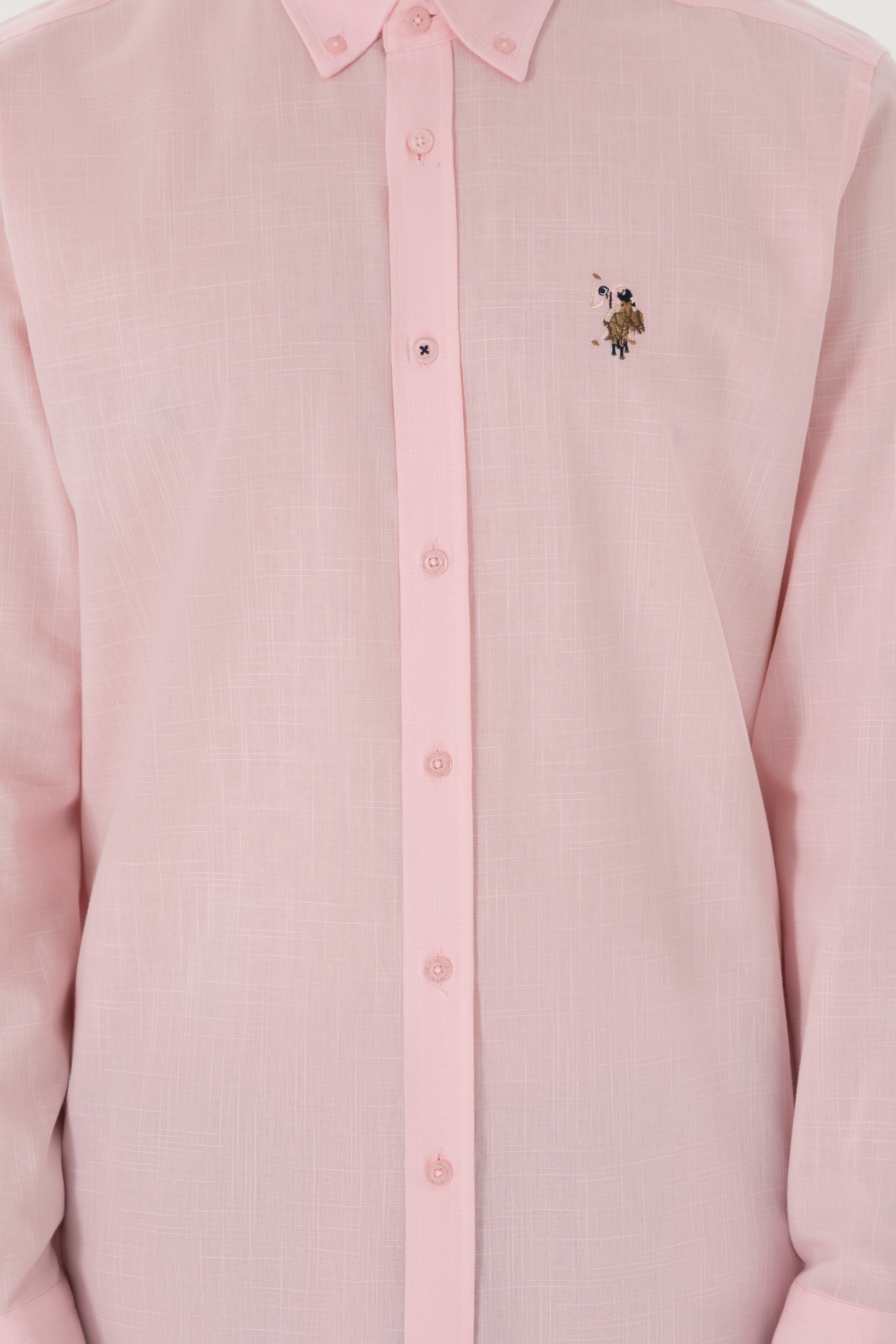 Erkek Açık Pembe Uzun Kollu Basic Gömlek - Image 6