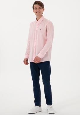 Erkek Açık Pembe Uzun Kollu Basic Gömlek - 50298000070