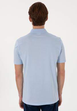 Erkek Regular Fit Polo Yaka Açık Mavi Basic Tişört - 50298016038