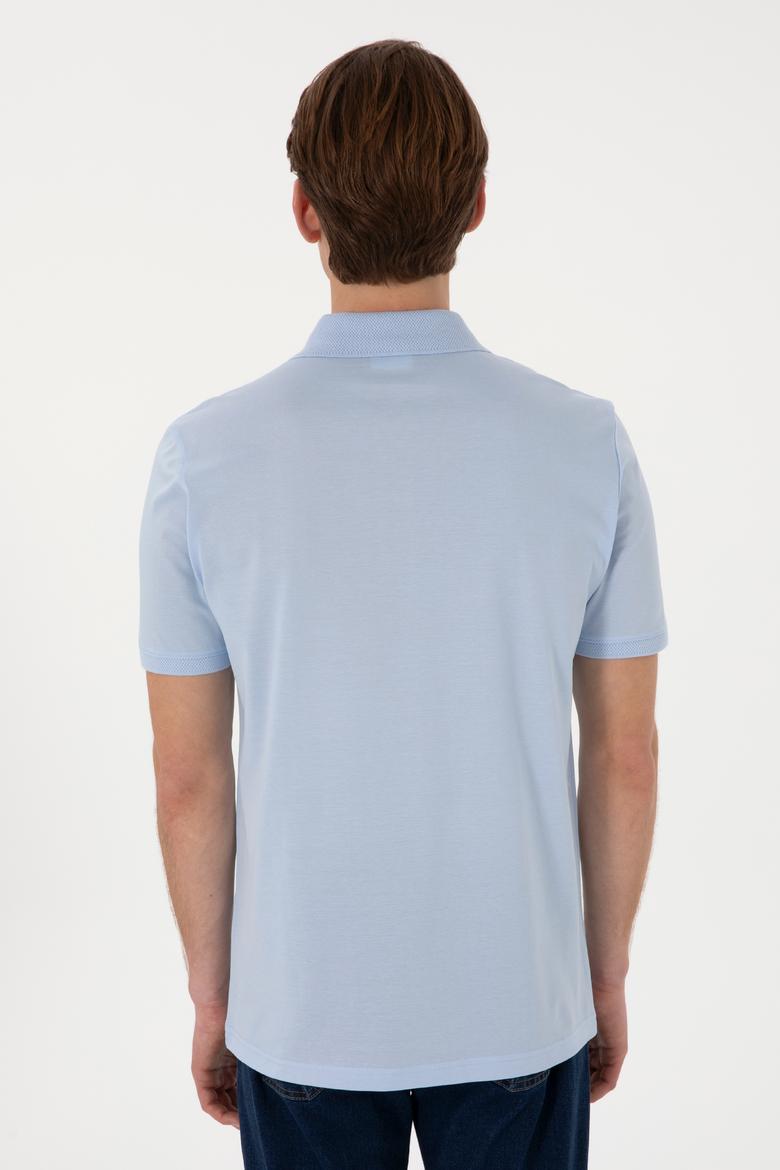 Erkek Regular Fit Polo Yaka Açık Mavi Basic Tişört - 50298016038