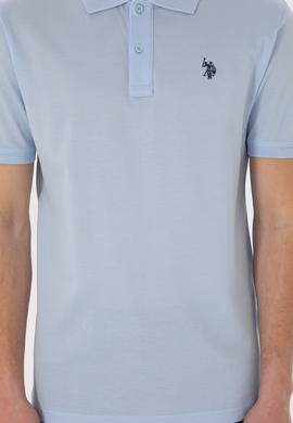 Erkek Regular Fit Polo Yaka Açık Mavi Basic Tişört - 50298016038
