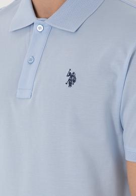 Erkek Regular Fit Polo Yaka Açık Mavi Basic Tişört - 50298016038