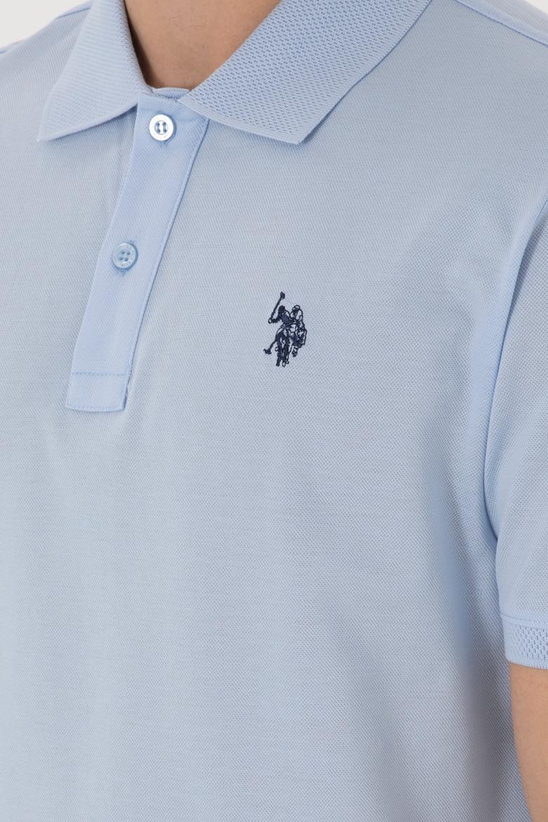 Erkek Regular Fit Polo Yaka Açık Mavi Basic Tişört - 50298016038