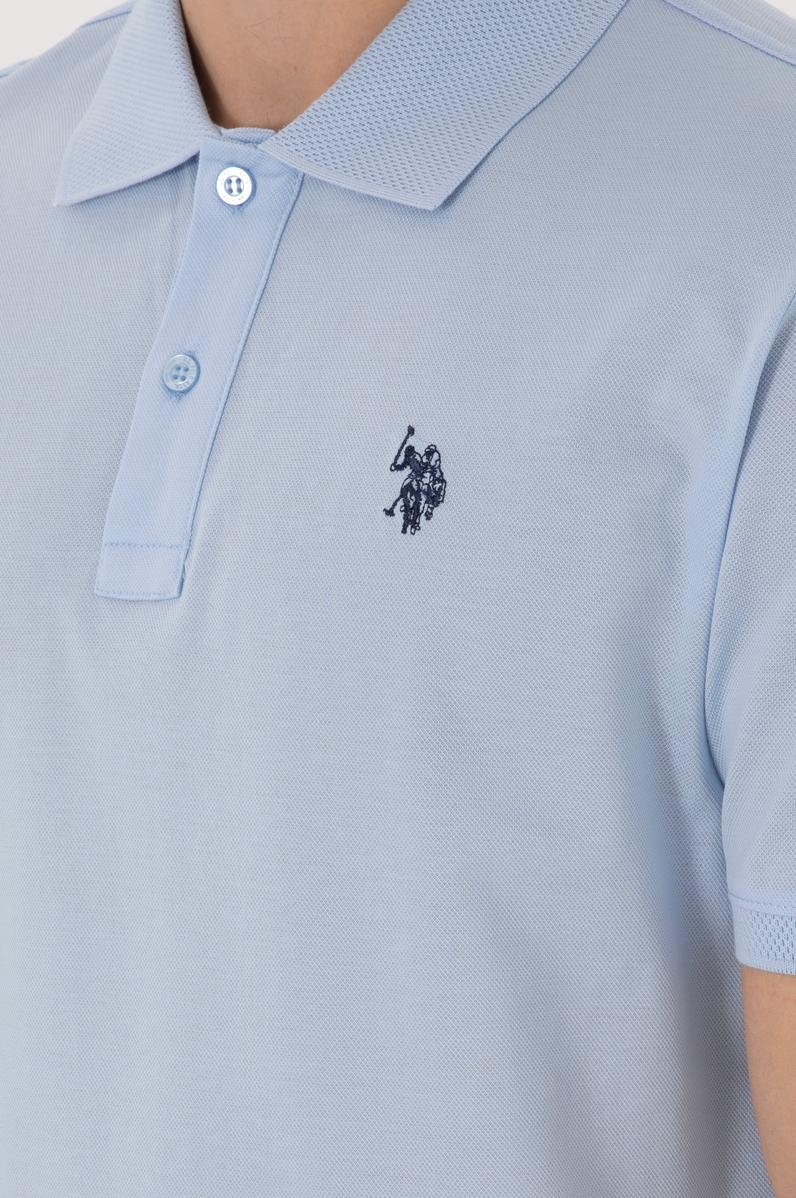 Erkek Regular Fit Polo Yaka Açık Mavi Basic Tişört