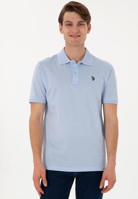 Erkek Regular Fit Polo Yaka Açık Mavi Basic Tişört - 50298016038