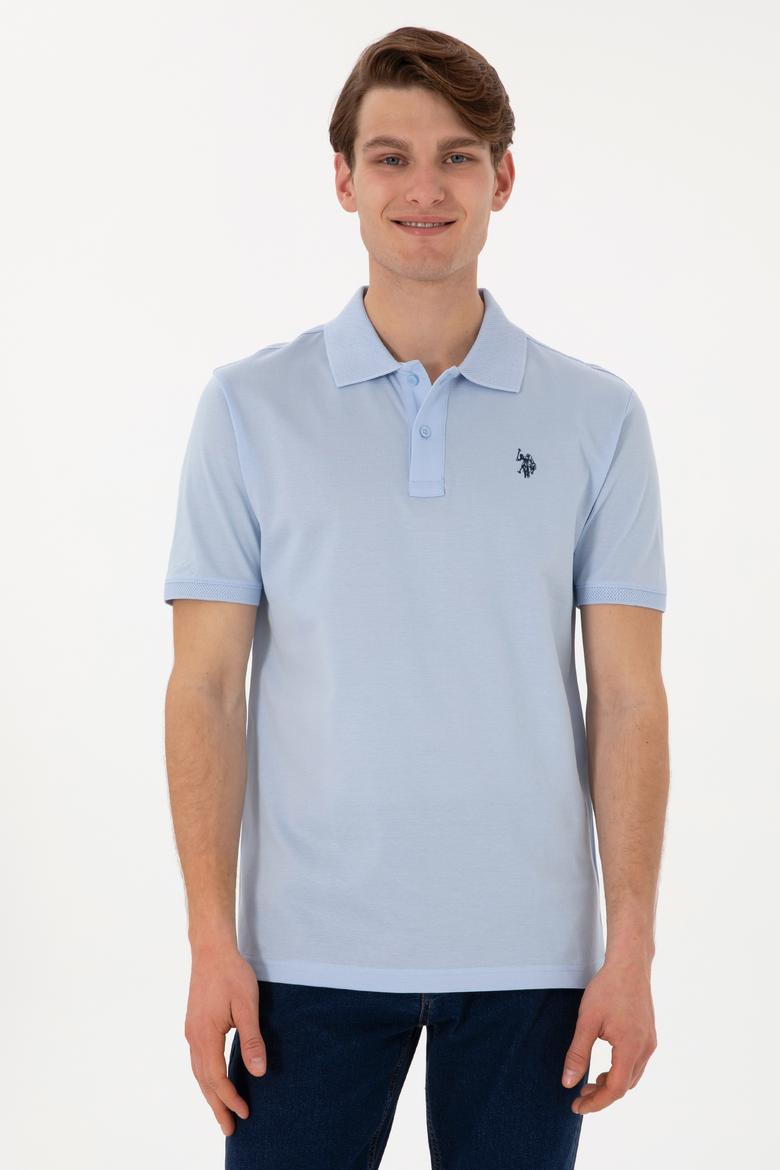 Erkek Regular Fit Polo Yaka Açık Mavi Basic Tişört