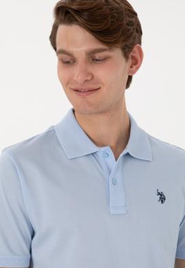 Erkek Regular Fit Polo Yaka Açık Mavi Basic Tişört - 50298016038