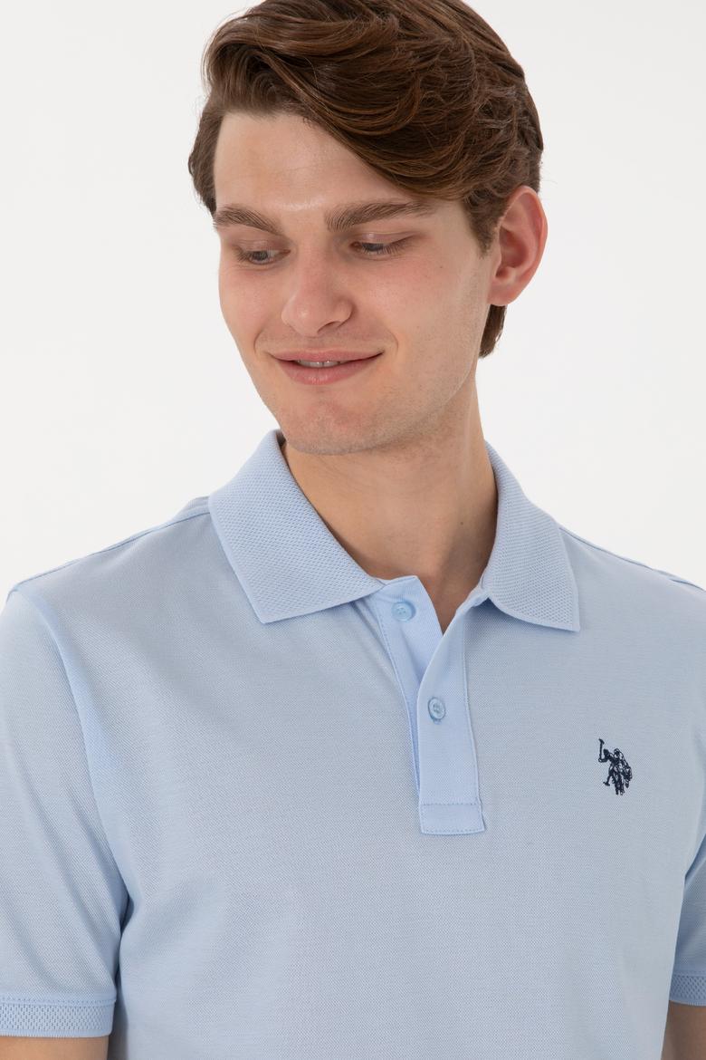 Erkek Regular Fit Polo Yaka Açık Mavi Basic Tişört - 50298016038