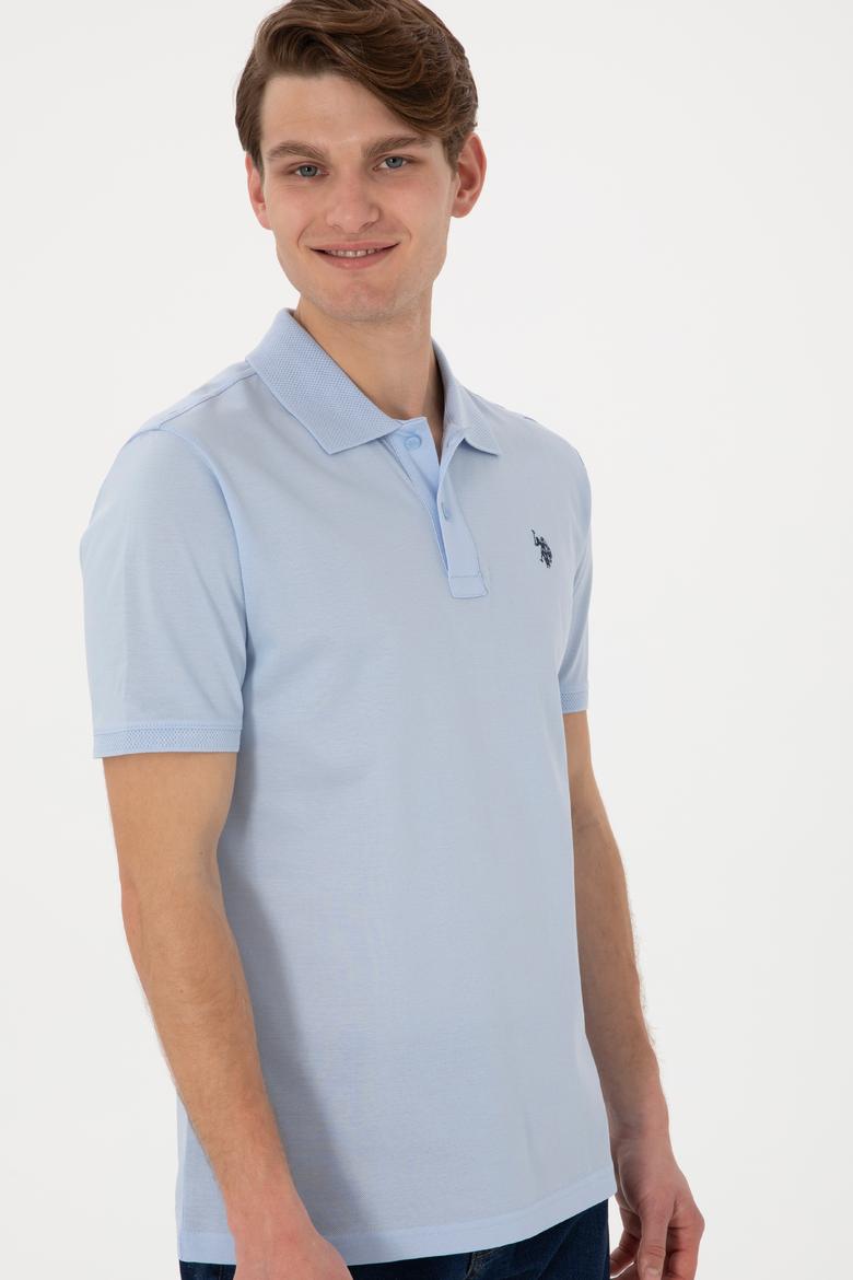 Erkek Regular Fit Polo Yaka Açık Mavi Basic Tişört - 50298016038
