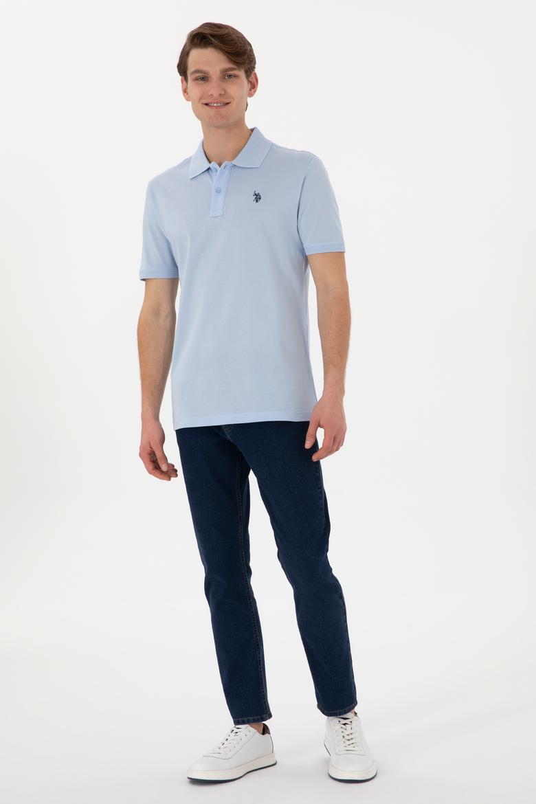 Erkek Regular Fit Polo Yaka Açık Mavi Basic Tişört - 50298016038