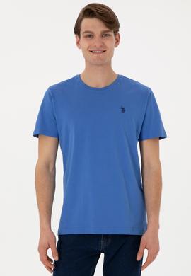 Erkek Regular Fit Bisiklet Yaka İndigo Basic Tişört - 50298035047