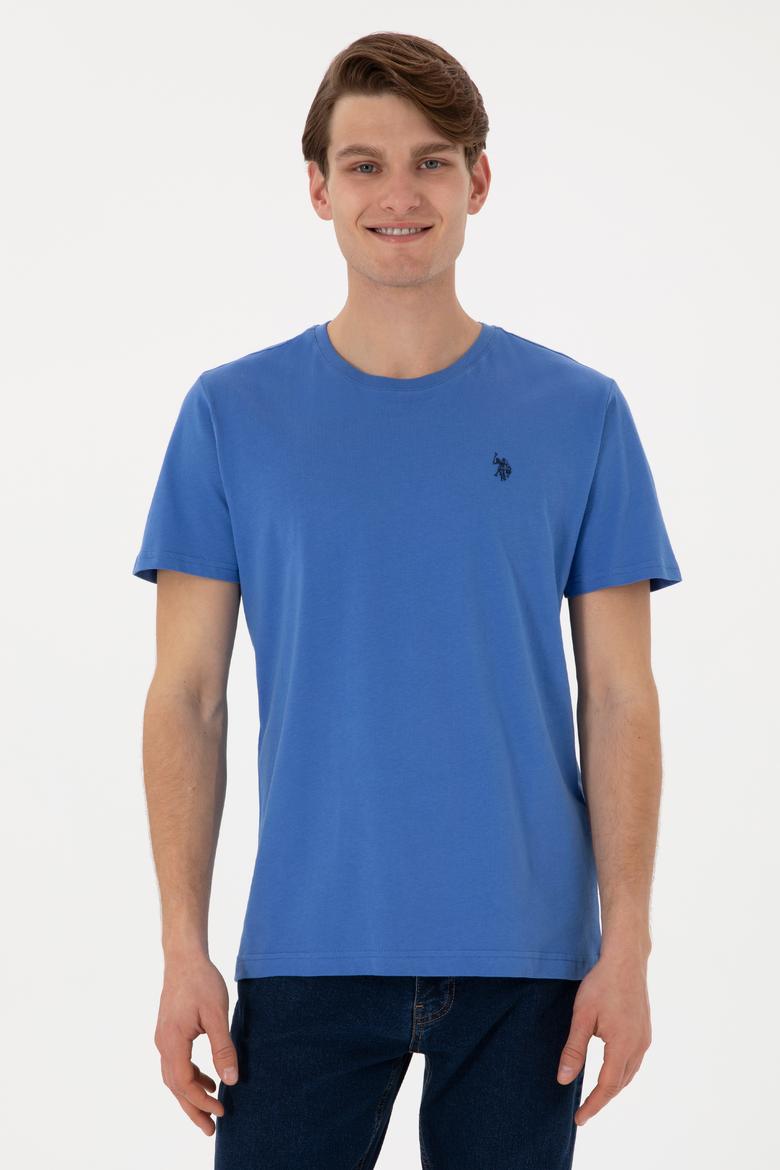 Erkek Regular Fit Bisiklet Yaka İndigo Basic Tişört