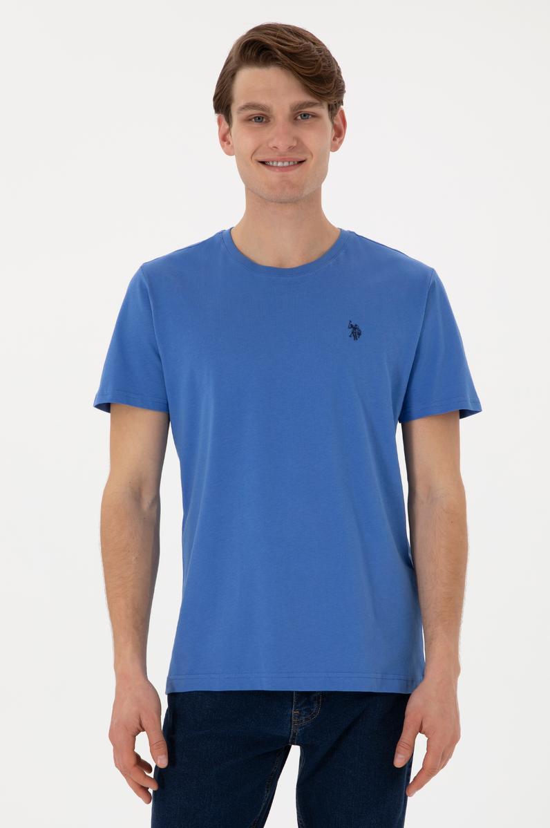 Erkek Regular Fit Bisiklet Yaka İndigo Basic Tişört