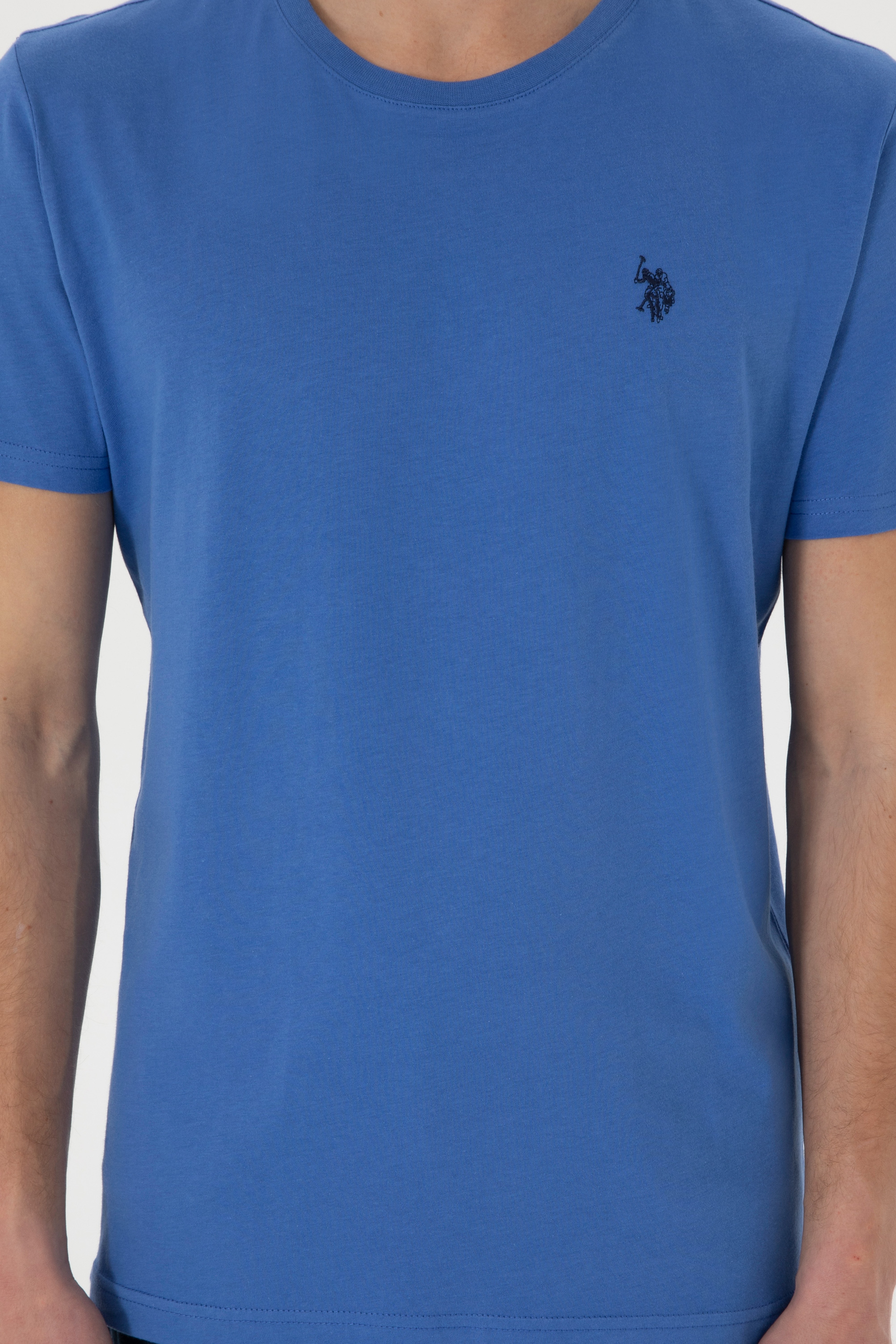 Erkek Regular Fit Bisiklet Yaka İndigo Basic Tişört - Image 6