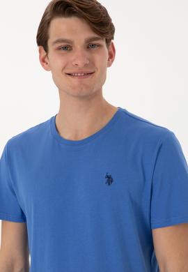 Erkek Regular Fit Bisiklet Yaka İndigo Basic Tişört - 50298035047